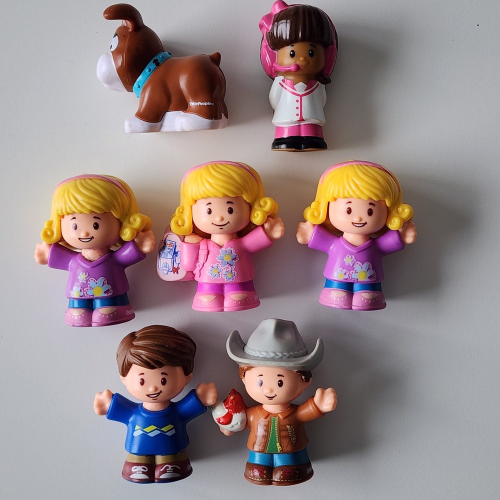 Fisher Price Little People Figures Lot People Dog Farmer Jack Emma School Girl